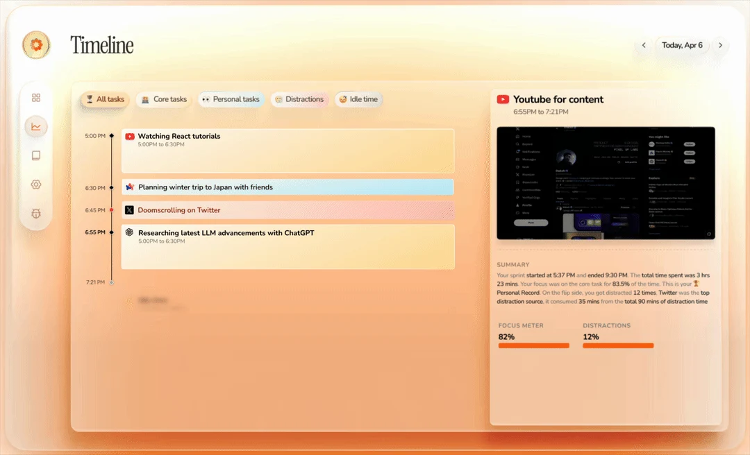 Dayflow's automatic timeline.